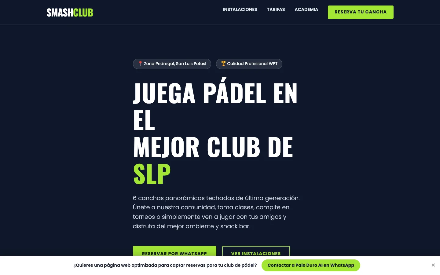 Diseño Web para Clubes de Pádel en San Luis Potosí en Jalisco